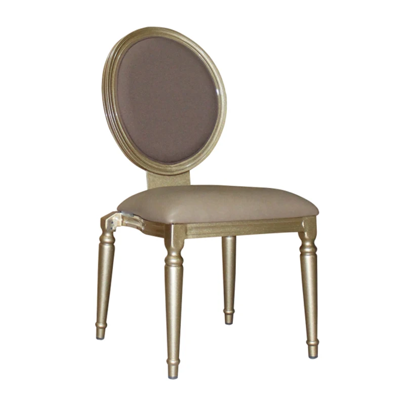 Customized Color Wood Grain Stackable Weeding Dining Banquet Aluminium Louis Chair