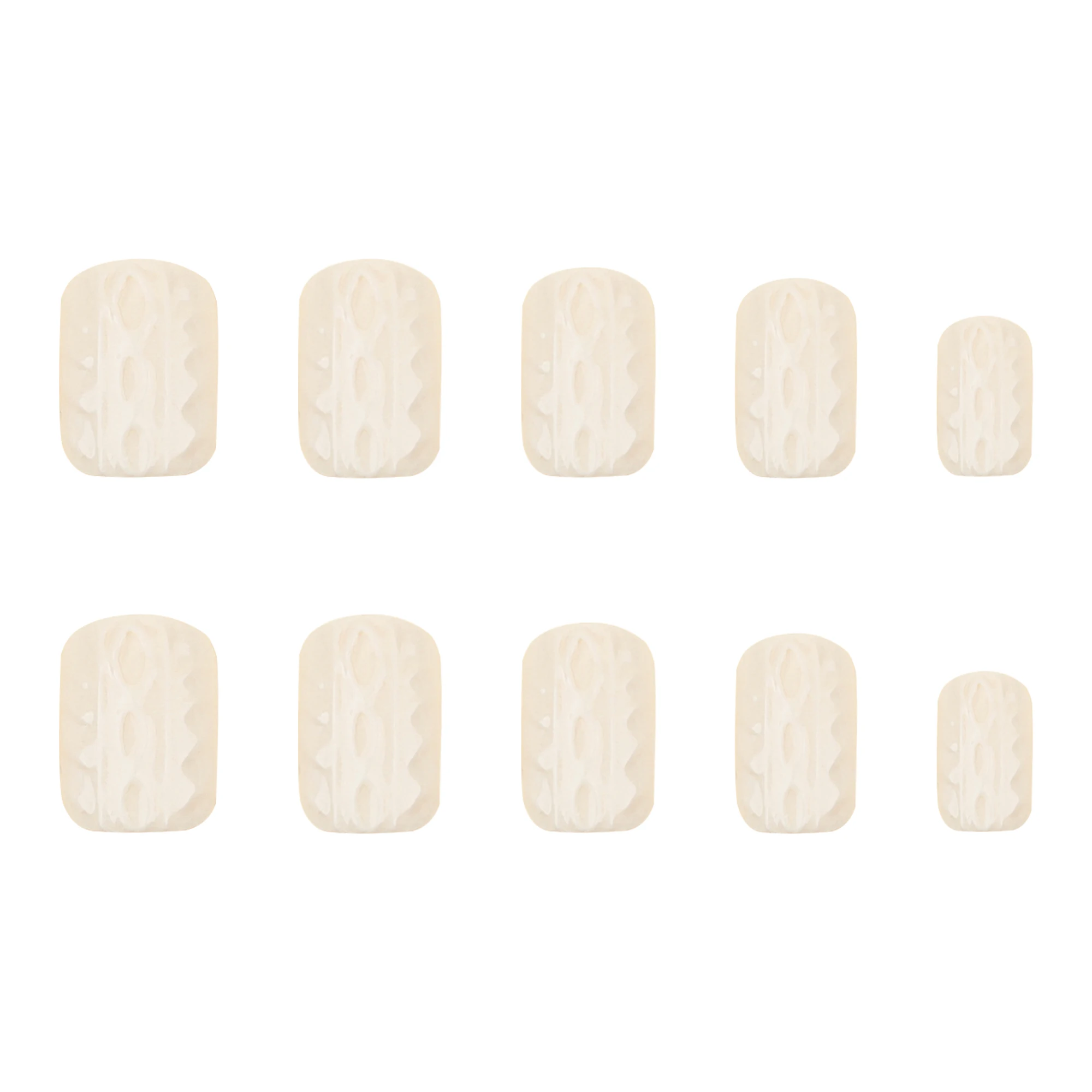 24 Pcs Milky White Solid Color 3D Short European square Shape Art Acrylic Press on Nails Artificial Fingernails False 3625