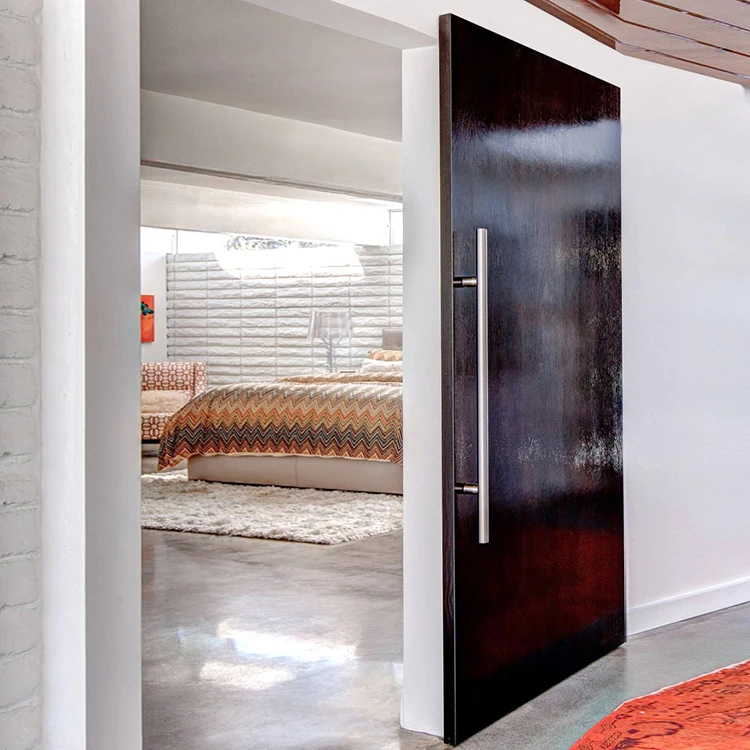 House Room Smooth Slide Frameless Hanging Rail Modern Design Wooden Sliding Barn Interior Solid Wood Doors