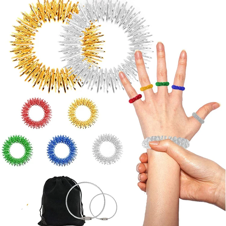 Relaxation Climbing Knuckle Acupuncture Acupressure Point Hand Wrist Stress Reducer Finger Massage Ring for Anxiety Arthritis