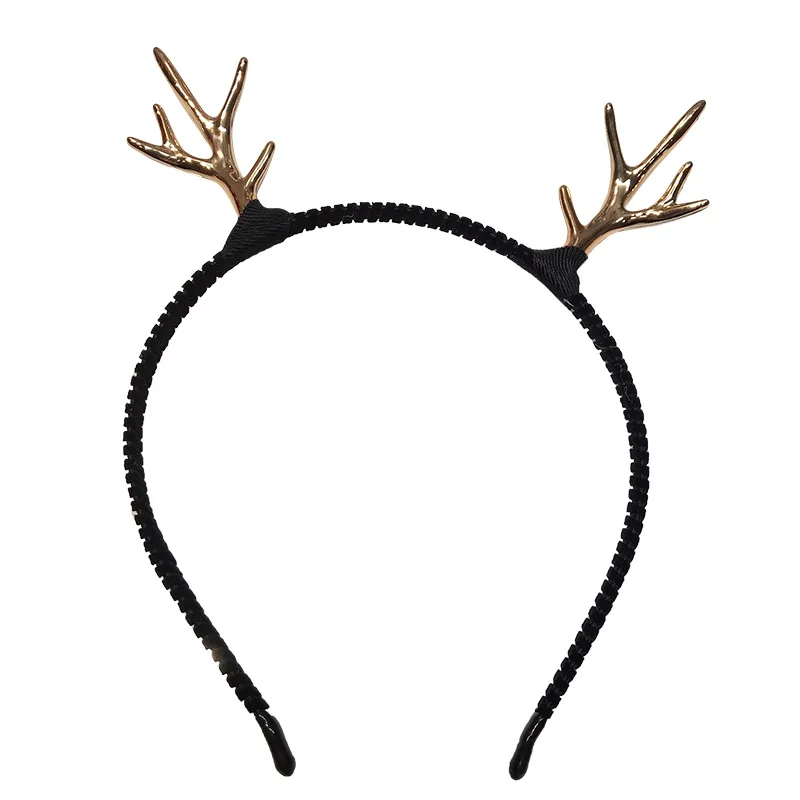 New Christmas Ball Simple Golden Deer Horn Party Dressing Hair Ornaments for Men and Women