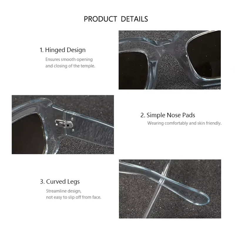 Fashion Red White Glasses Cross border Hot Sale Rectangular Shades Big PC Frame High Quality Sunglasses for Men Women Party Gift