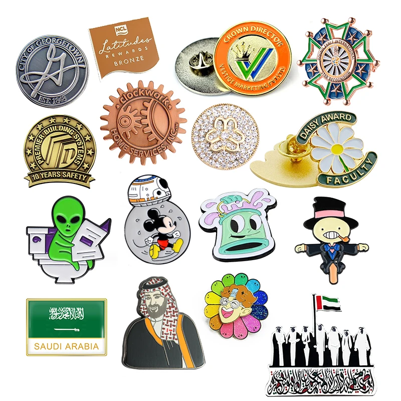 Wholesale Free Design Customized Corporate Pins Soft Hard Enamel Colored Smooth Metal Logo Badges Brooch Pin For Caps