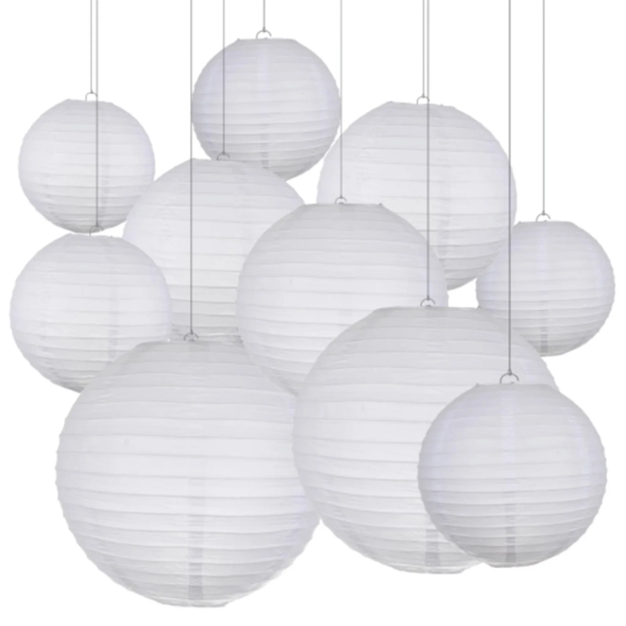 White Hanging Chinese/Japanese Paper Lantern for Birthday Wedding Christmas & Ramadan Decor DIY Gift Craft Supplies
