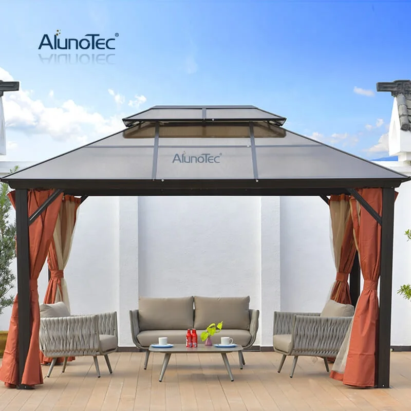 Wholesale Aluminum Outdoor Awning Patio Canopy Waterproof Pergola High Quality Pavilion Polycarbonate Sheet PC Gazebo