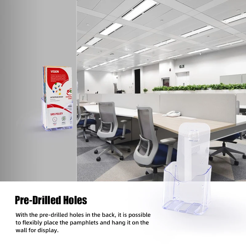 Wall Mounted Brochure Holder Desktop Acrylic Literature Stand Custom Magazine Display Stand