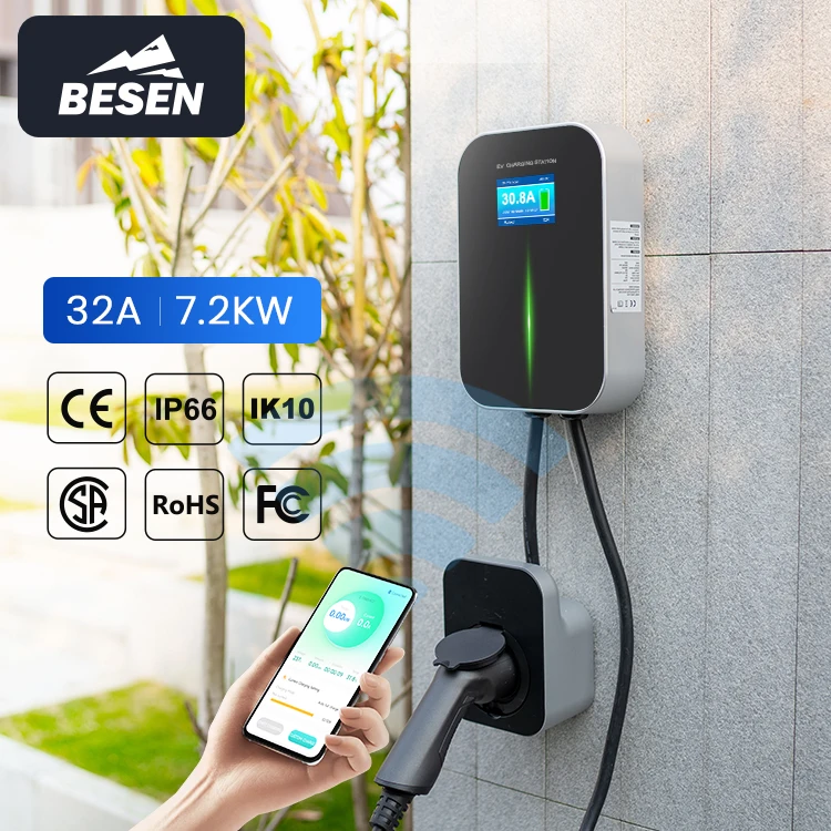BESEN Wholesale Home WALLBOX 7.2kW 32A Smart APP EV CHARGER EV Charging Station for all ev models