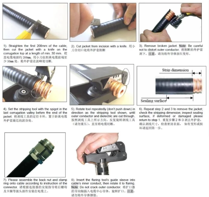 MCPT-1214 Manual Cable Preparation Tool for1/2 in RF coaxial cable stripping and cutting tool