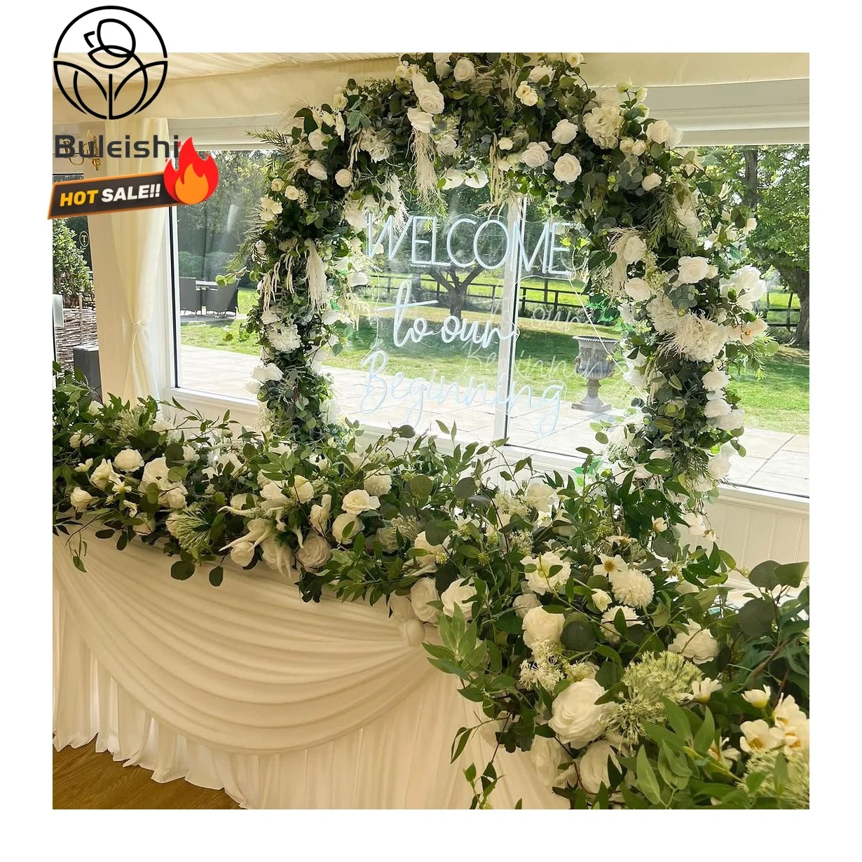 The best price  silk flower artificial flower table runner floor Wedding Decoration Road Guide Wedding arch flower row