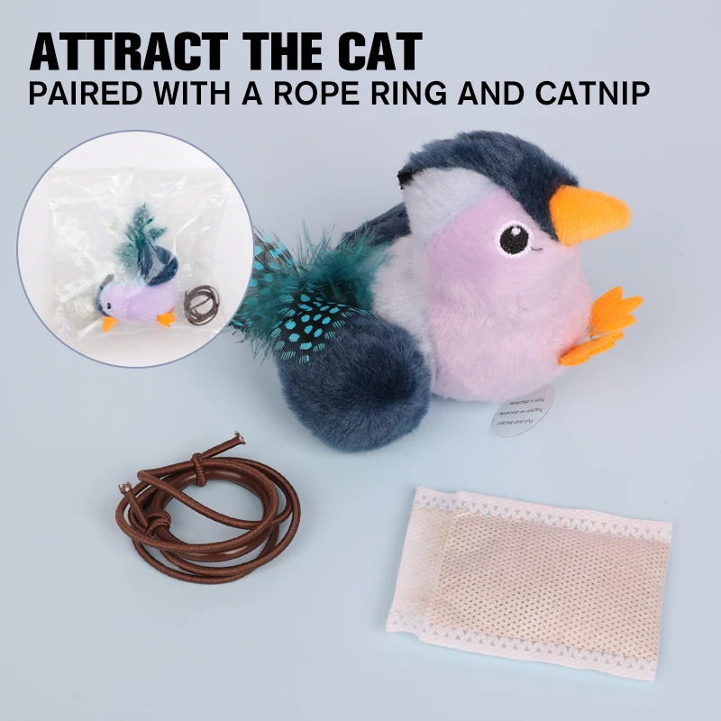 Factory Wholesale Bird Shape Interactive Cat Teaser Plush Toy