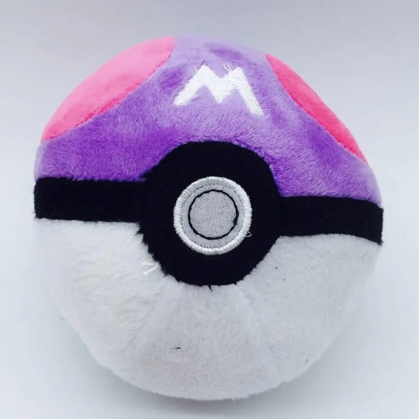 2023 Wholesale anime pokemoned plush master ball 5inch pp cotton stuffed plush pokeball for decoration