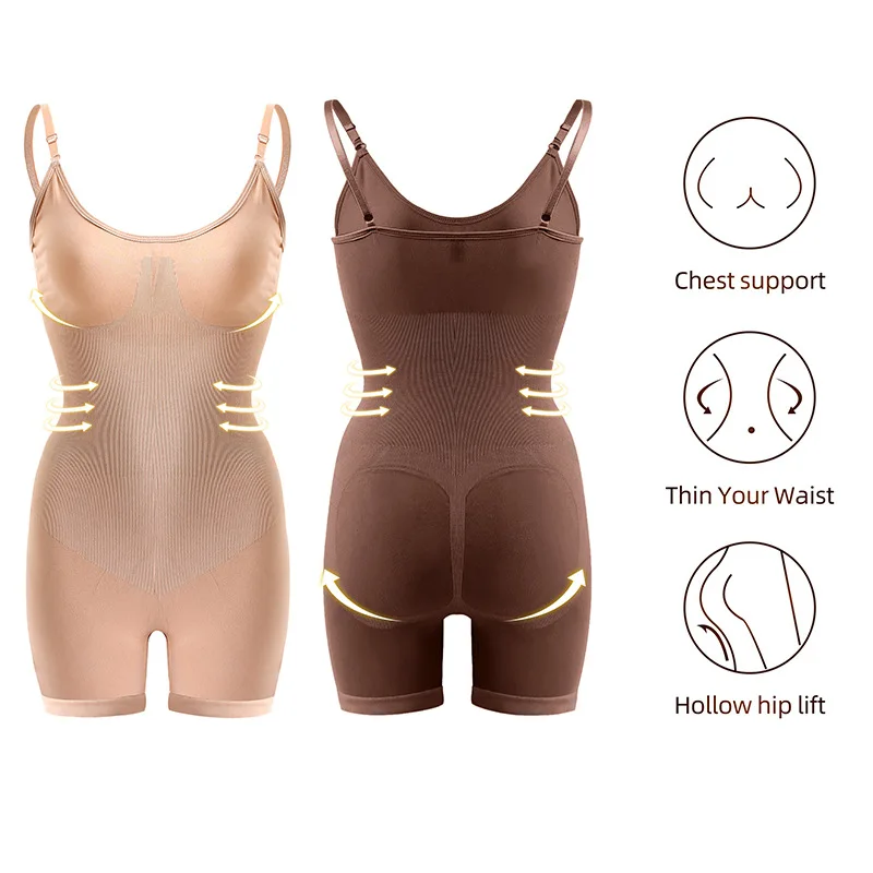 Seamless Women Bodysuit Butt Lifter Shapewear Waist Trainer Body Shaper Strappy-Back Chest Enhancing Corrective Underwear Corset