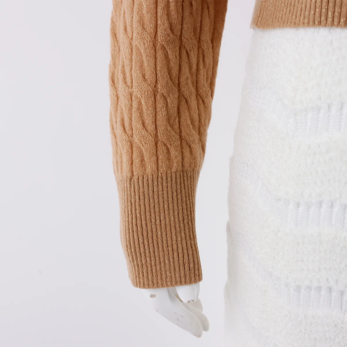 Popular Women Cashmere Sweater Mock Neck Knit Top Cable Button Knit Pullover