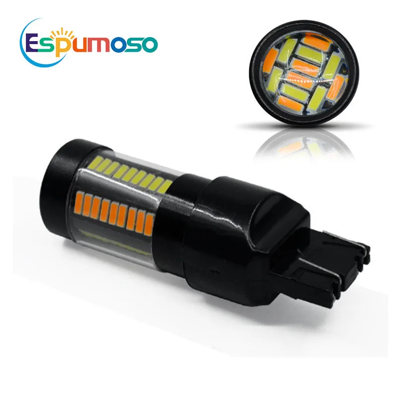 Dual Colors White Amber With Conversion Car Driving Light 12V 4014 Led Bulbs 66 SMD 3157 1157 BAY15D Led DRL Turn Light Signal