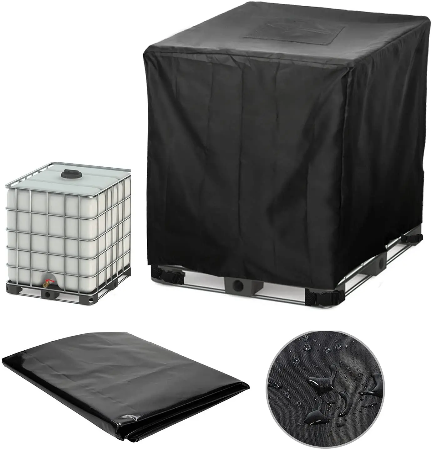 2022 Heavy 1000l Outdoor 275 Gallon Rain Barrel 420d Waterproof Water Tank Protective Cover