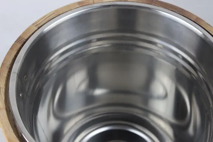 Rice bucket with transparent lid wood barrel display