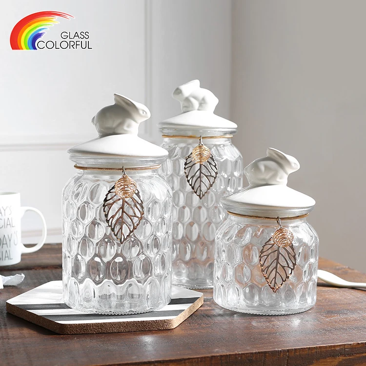 Home kitchen used glass jar containers glass storage jar glass jar with ceramic lid