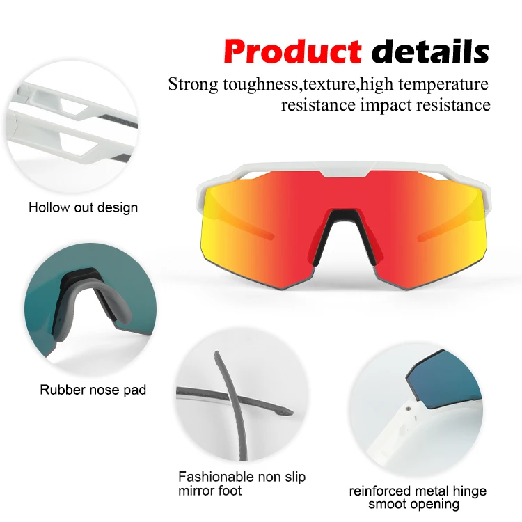 Men women mirror running sporty mountain bike glasses fat top half frame cycling tennis sunglasses high contrast lens