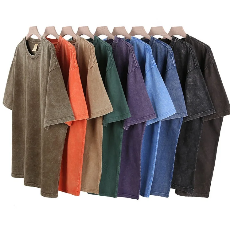 Wholesale Hot Style Vintage Oversized Acid Wash 100% Cotton T Shirt 280gsm Heavyweight T Shirts