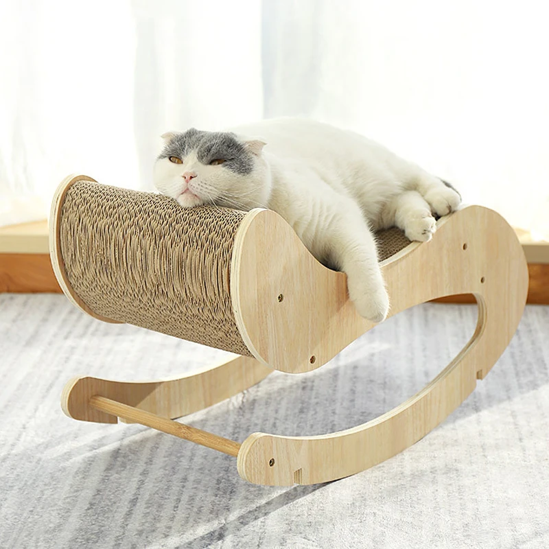 AliGan-Baby Cat scratching pad solid wood shaker cat litter cardboard house corrugated lounge bed for furniture scratcher toy