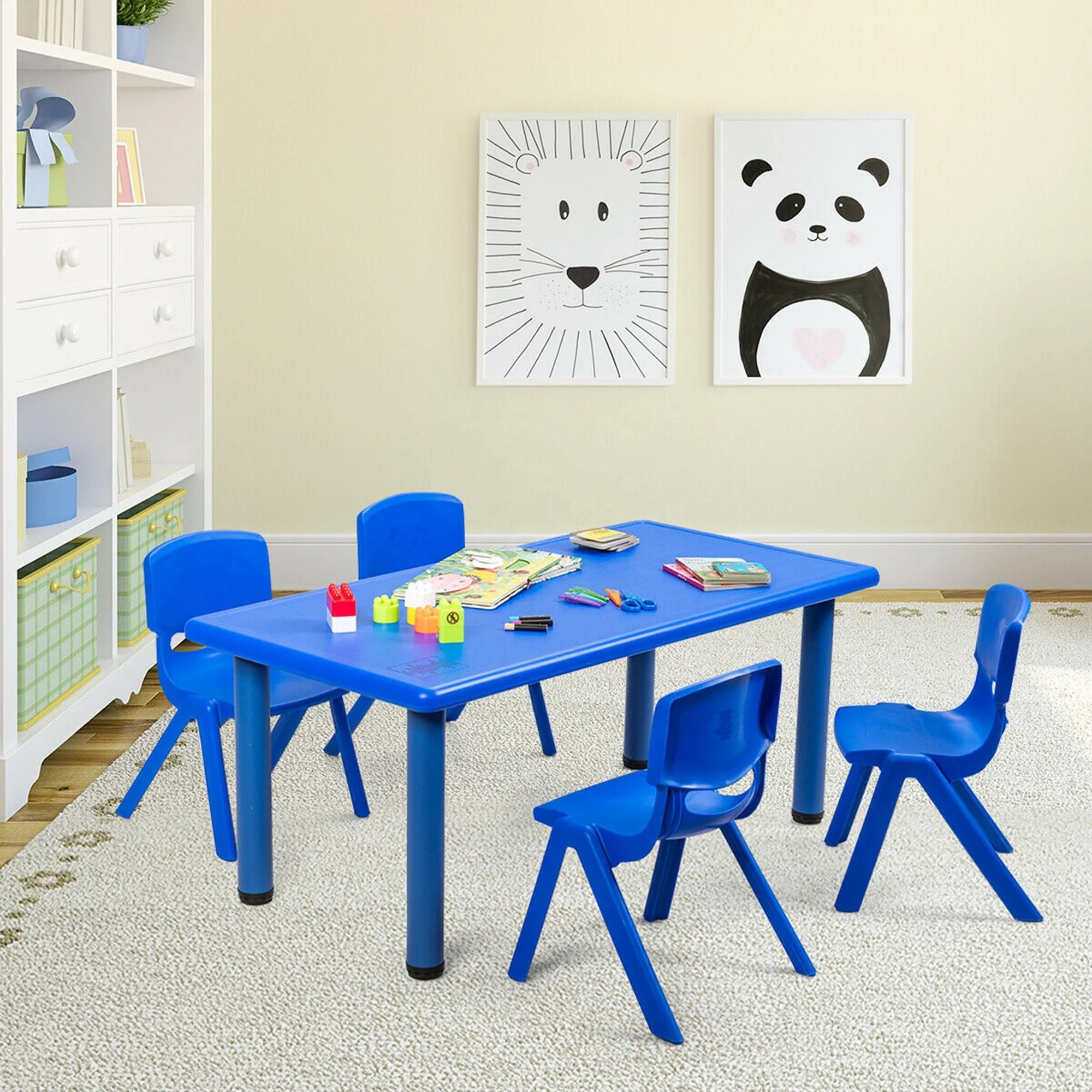colorful Adjustable Stackable plastic children Playroom Classroom daycare preschool  table and chairs sets furnitures for kids