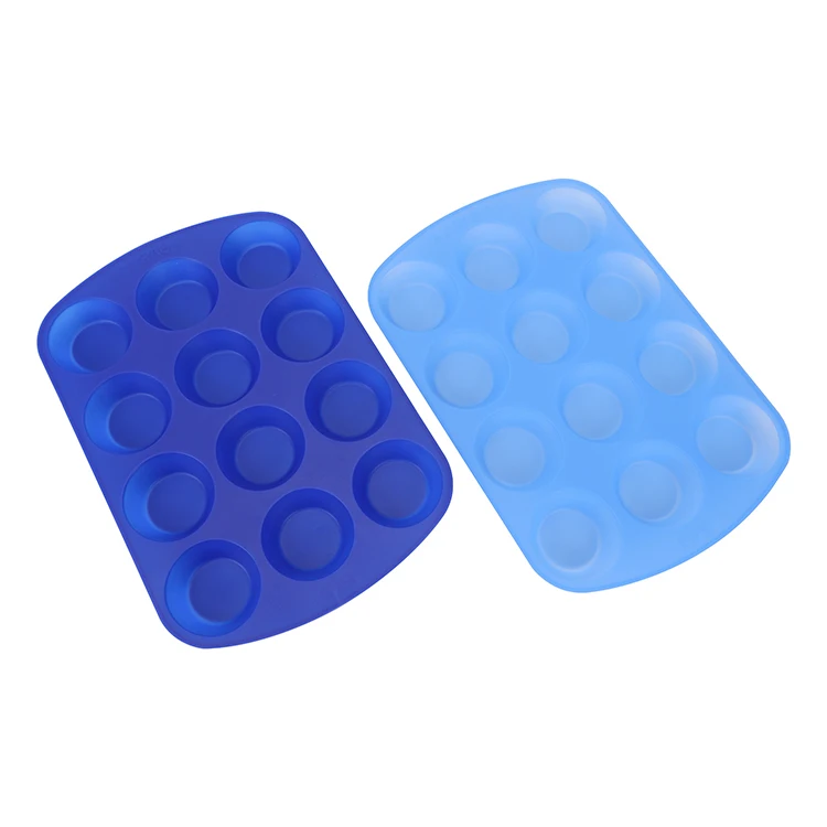Custom manufacturer 12 Cavity Muffin Cake Mold reusable cupcake Tray Non Stick 12 Cups Silicone Muffin Pan Cupcake Pan