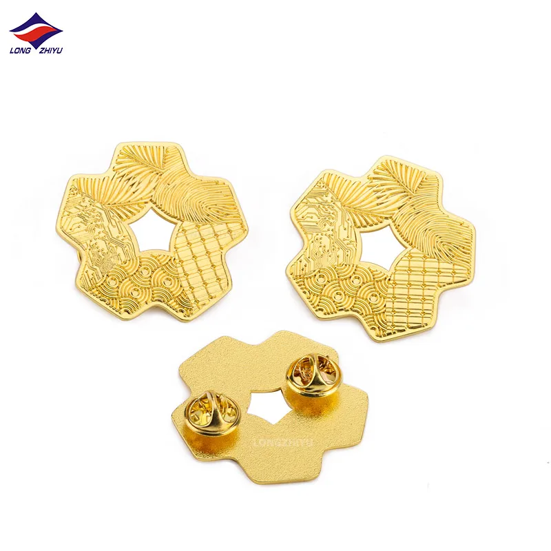 Longzhiyu professional corporate badges manufacturer custom specialty logo lapel pins factory wholesale employee metal gold pins