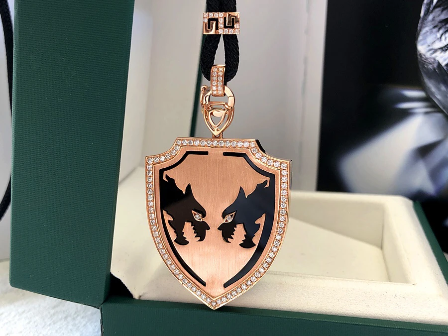 Popular Animal Design Diamond Cat 18K Solid Brushed Gold Pendant Necklace