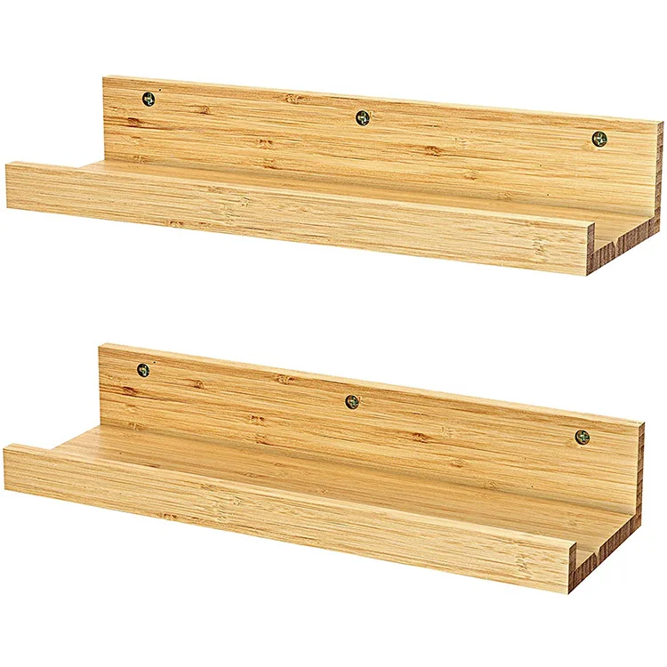  2 piece set of wall-mounted bamboo storage shelf wall display corner for bedroom living room bathroom