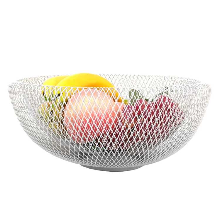 Metal Wire Fruit Storage Basket Mesh Food storage Organizer Decorative Table Mesh Fruit Bowls Holder
