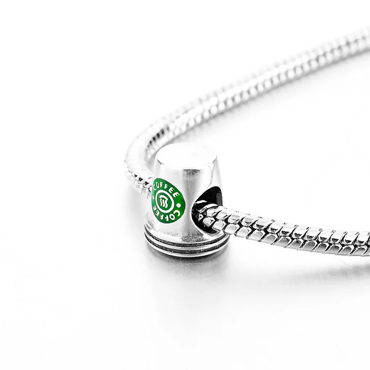 original 925 sterling silver coffee cup charm beads jewelry