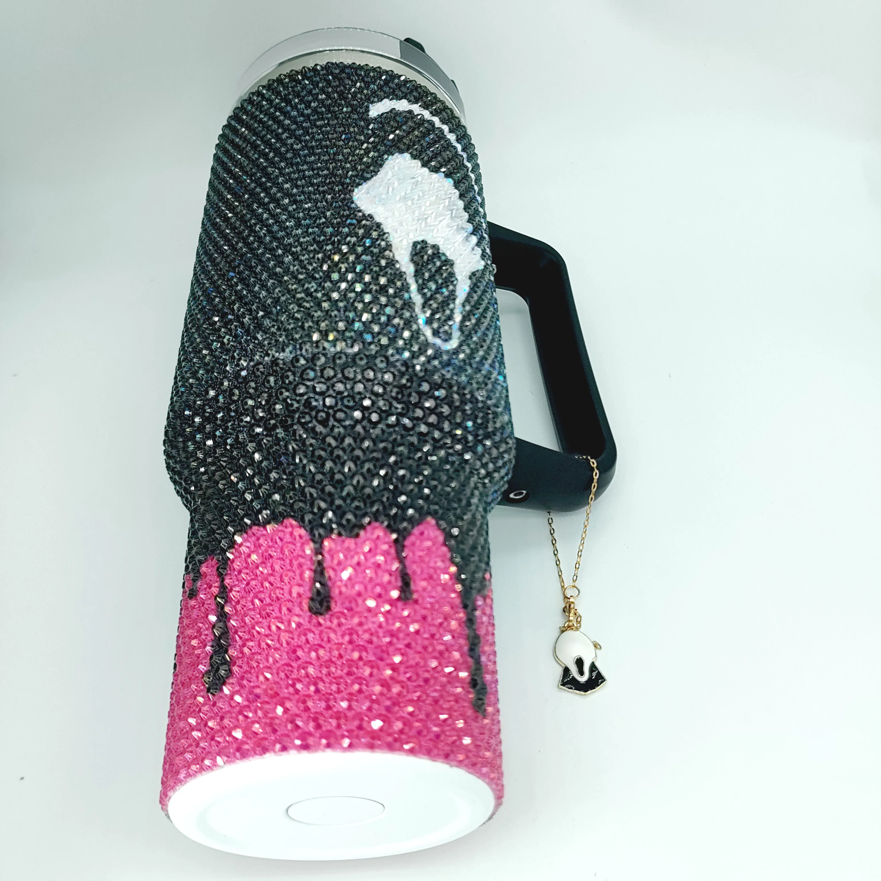 Custom Call Halloween Scream No You Hang up Face Killin It Rhinestone 40oz Vacuum Metal Flask Insulated Cup with Pendants Handle