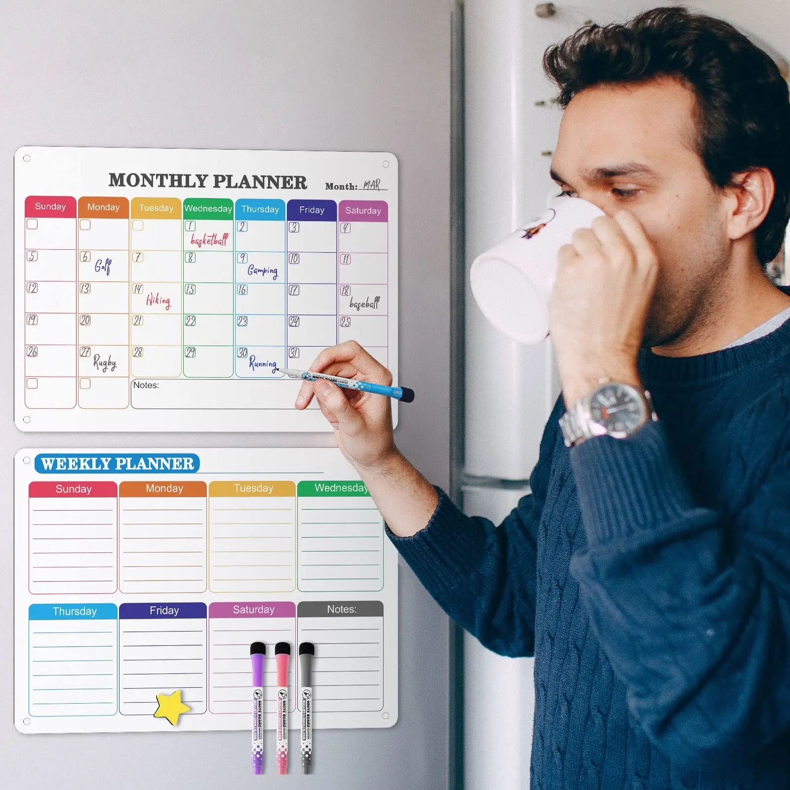 Customized Acrylic Message Dry Erase Board for Fridge Family Office Reusable Magnetic Monthly and Weekly Planner and White Board