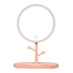 Led Light Makeup Mirror Storage Face Adjustable Touch Dimmer Vanity Backlit Table Cosmetic Mirror
