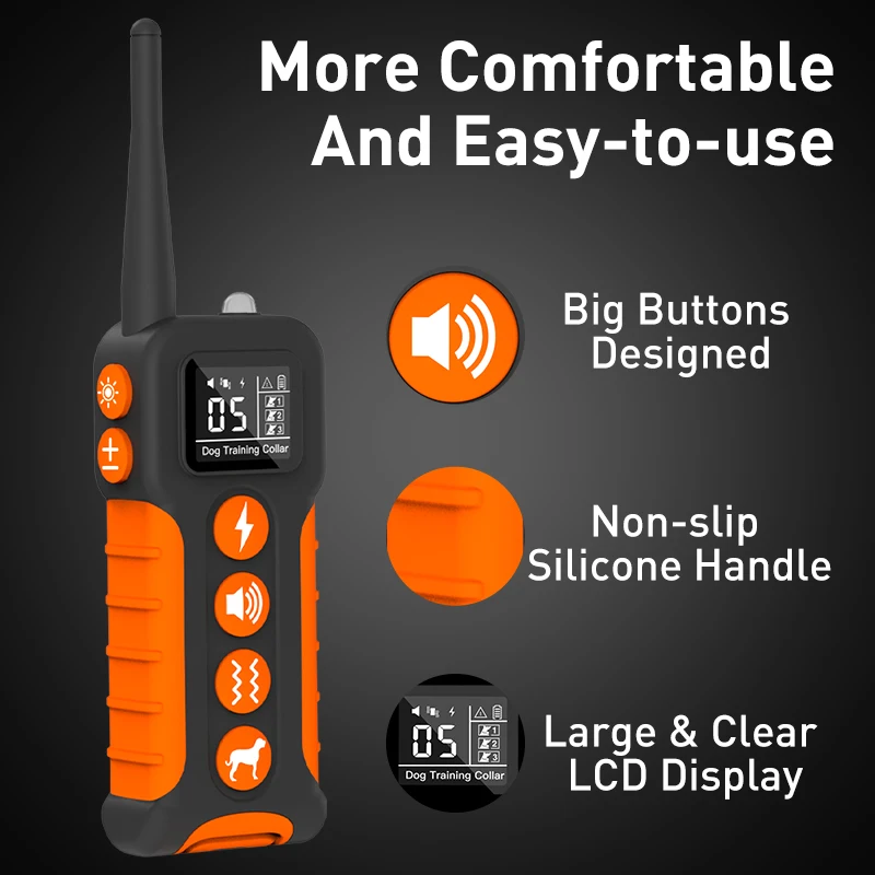 Best Quality 3300FT IPX7 Waterproof Beeper Vibration Shock Collar For Dogs Electric Dog Shock Collar Remote Training Dog Collar