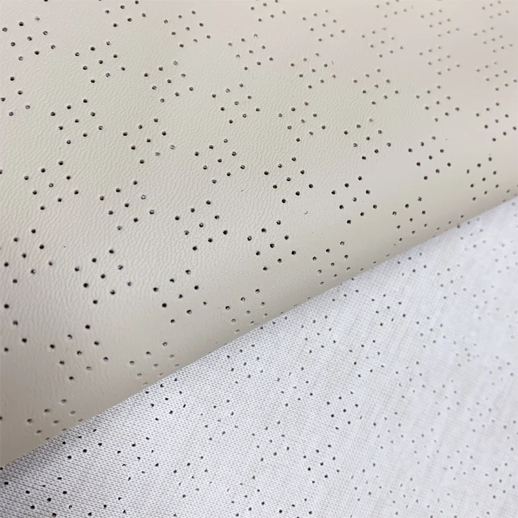 Design recycled PVC punching leather quilted fabric upholstery synthetic fashion embossed with holes for car seat cover