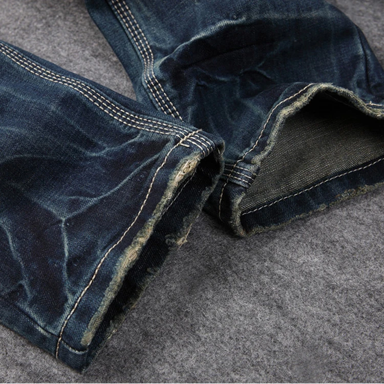 High Quality Vintage Ripped Skinny Jean Straight Denim Distressed Jeans for Men