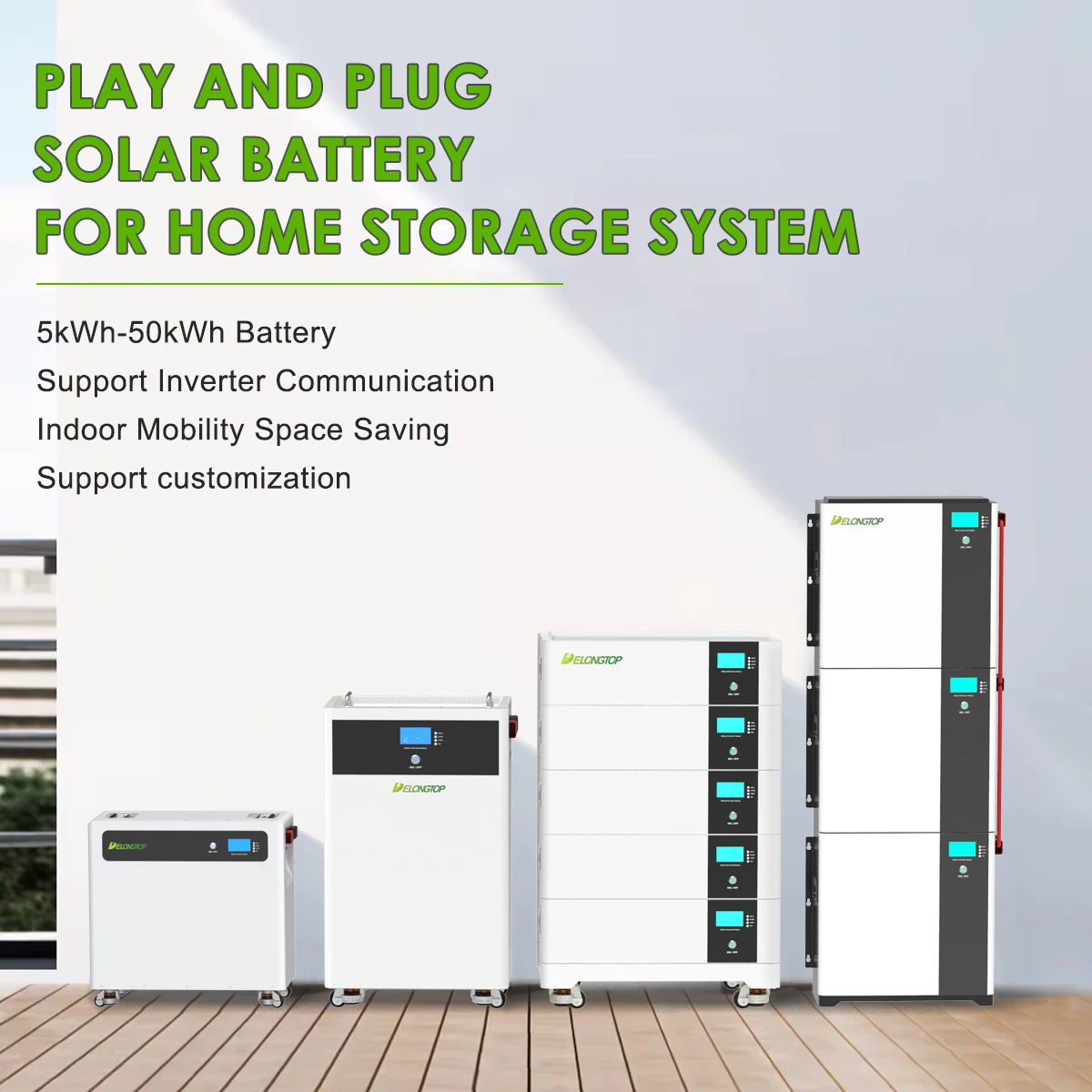 Movable 10kwh 15kwh 51.2v 48v Lithium Lion LiFepo4 Solar Battery Pack Home Energy Storage Battery with Idler Wheel