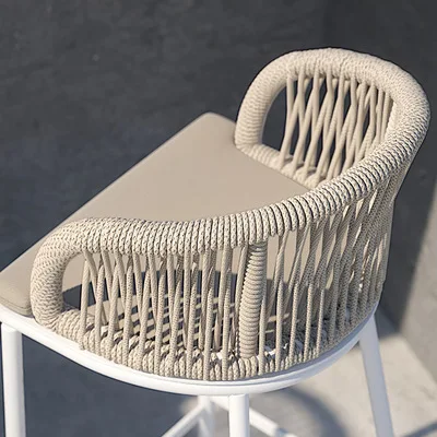 Modern Aluminum Frame ArmChair Kitchen Rope Bar Stool Chair With backs rope chair outdoor garden chair furniture