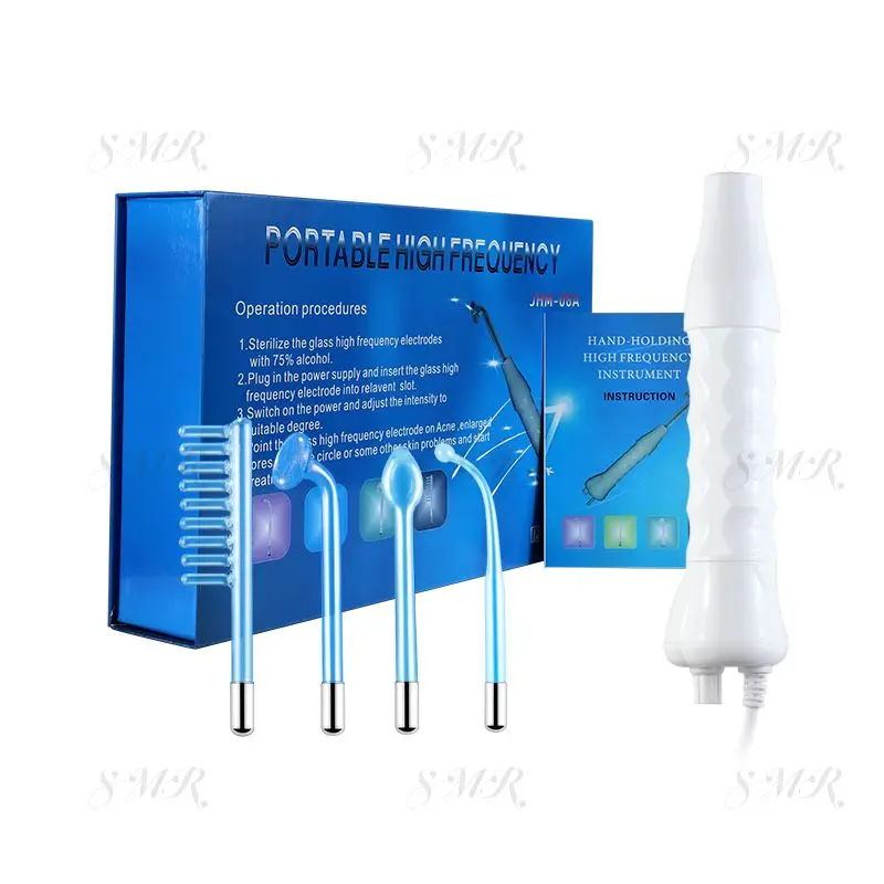 Factory Supply 4 in 1 High Frequency Facial Wand Ozone Acne Treatment Skin Therapy Wand Machine