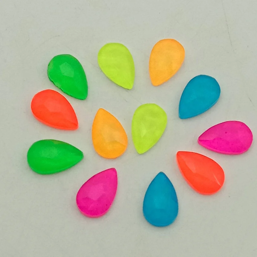 Water Drop Shape Non Hotfix Cyrstal Flat Back Fluorescent Light Rhinestone For Nail Art Decoration