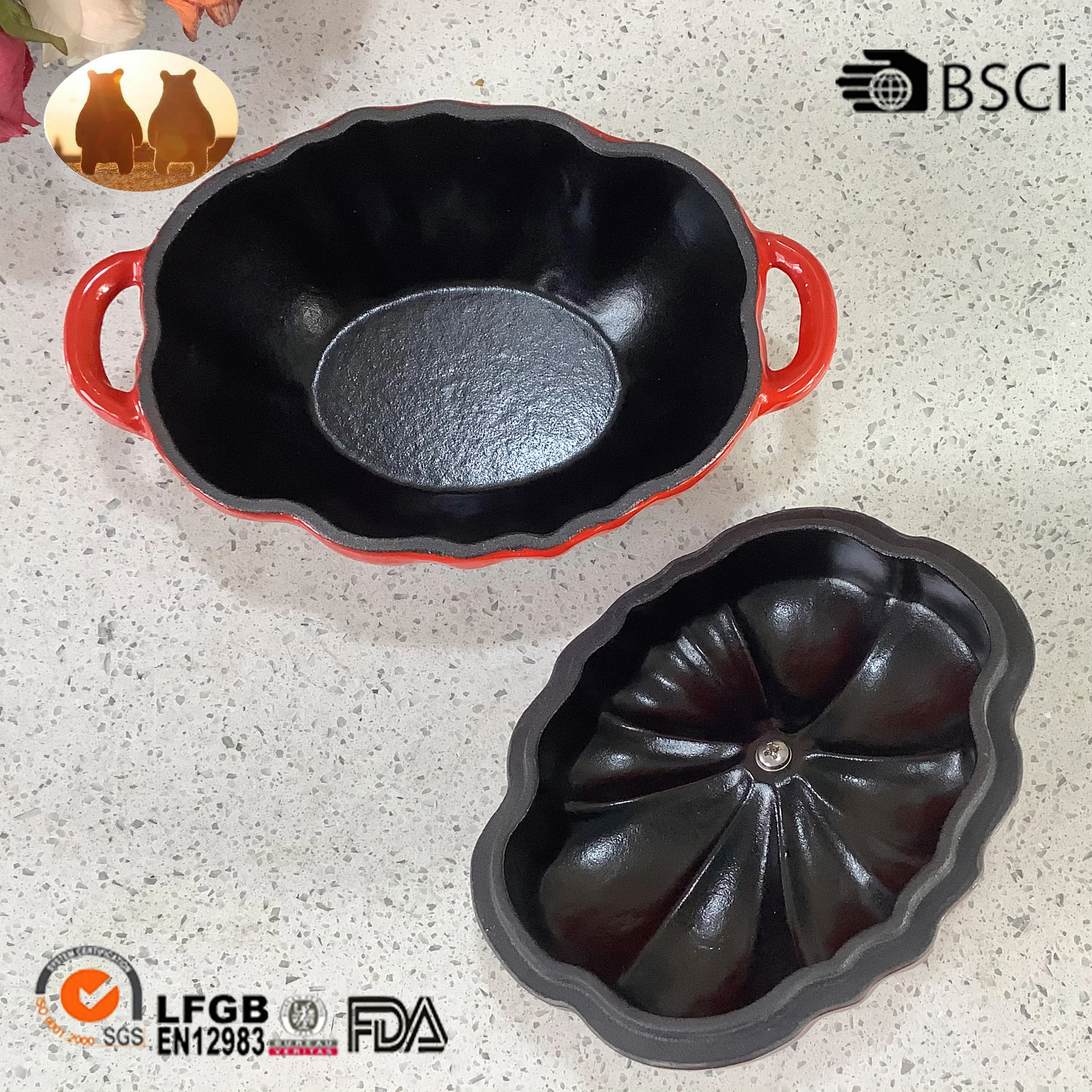 cast iron enamel tomato casserole