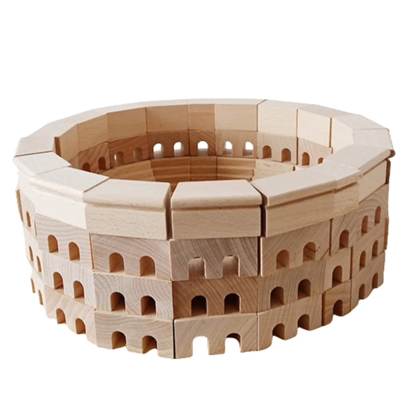 natural beech wooden toys building blocks Roman Theme for Kids STEM and Creativity Stacking toys
