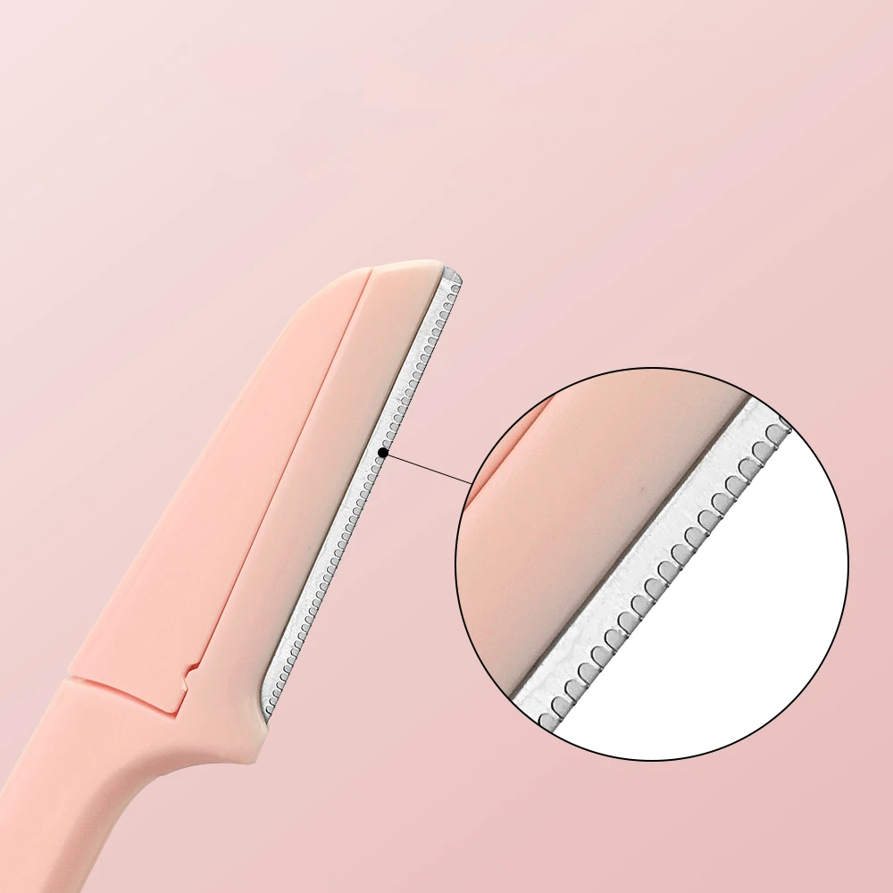 OEM 2 шт. пластиковая ручка для бровей бритвы комплект складной бровей Триммер для стрижки бороды и розового цвета, для бровей