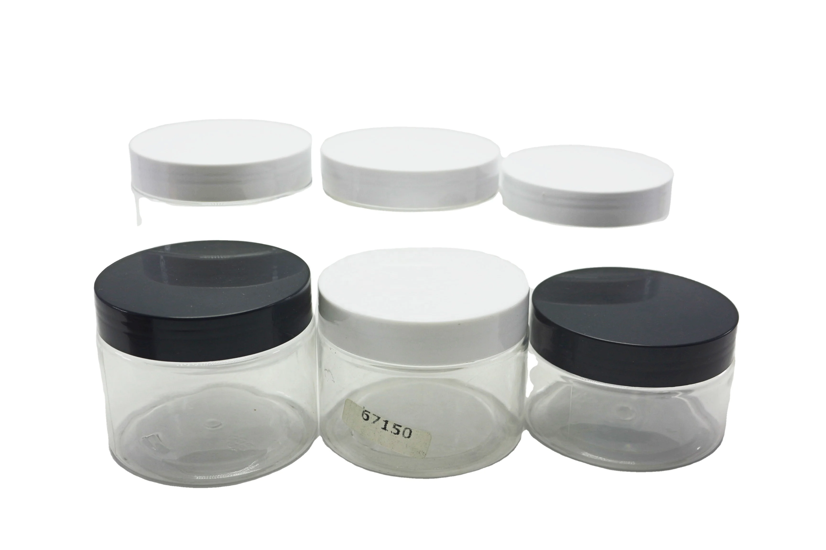 Оптовая продажа, пустая прозрачная пластиковая банка для домашних животных 200 г или 7 унций с алюминиевой крышкой PL-201K