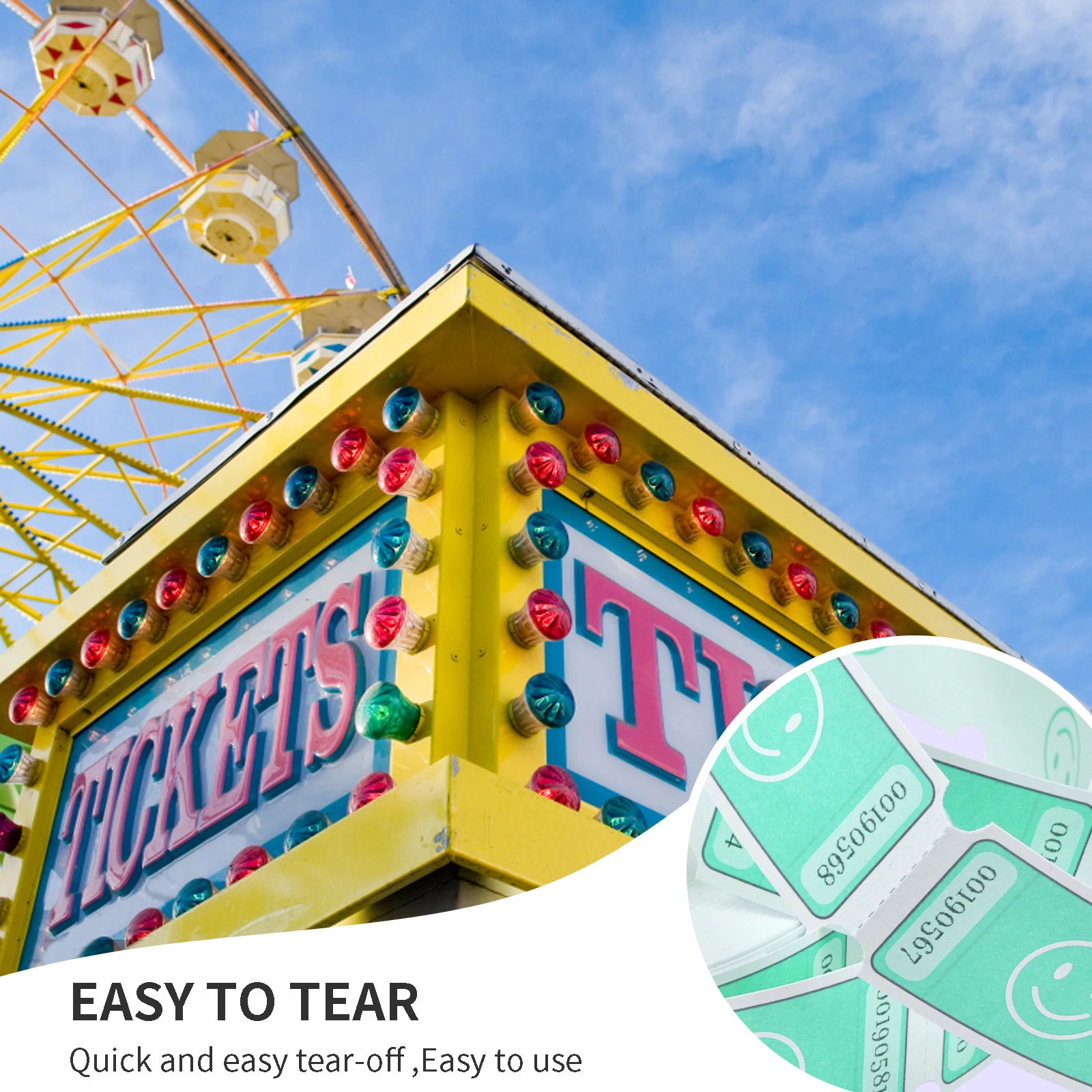 L LIKED Smile Raffle Tickets Roll,Each Tickets 1'x2', for Events, Entry, Class Reward 1000 Tickets/Single Rolls -Green