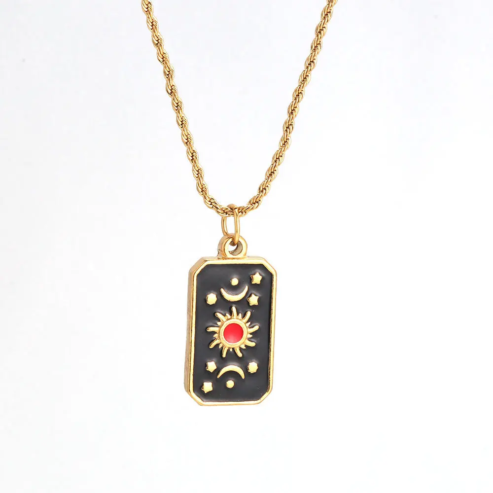 YWXS Fahion charm Retro Necklace Stainless Steel Tarot Pendant Sun Moon Eight Mans Flower Sun God Accessories Necklace wholesale