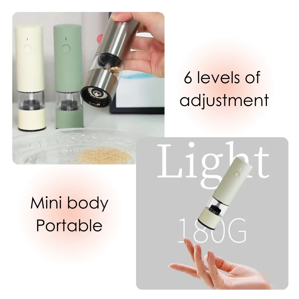 Kitchenware Stainless Steel Spice Grinder Automatic Rechargeable Mini Electric Salt And Pepper Grinder Set Pepper Mill Portable