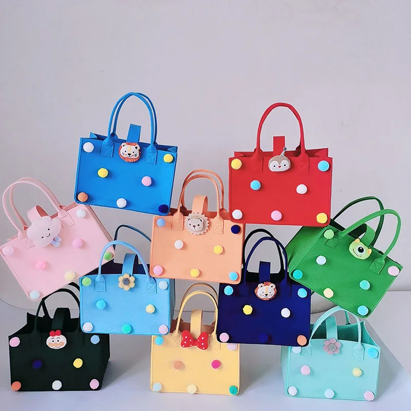 HOT sales felt fabric children cartoon handbag with cartoon dolls