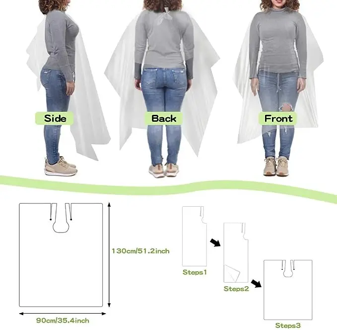 Factory Price Customize Size Cheap Price Plastic Hairdressing PE Cutting Disposable Hair Barber Salon Cape Apron